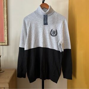 Tommy Hilfiger Turtleneck Sweater Crest Preppy Academia‎ Gray Black NWT Size XL
